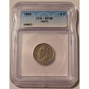 Haiti 1905 5 Centimes XF40 ICG